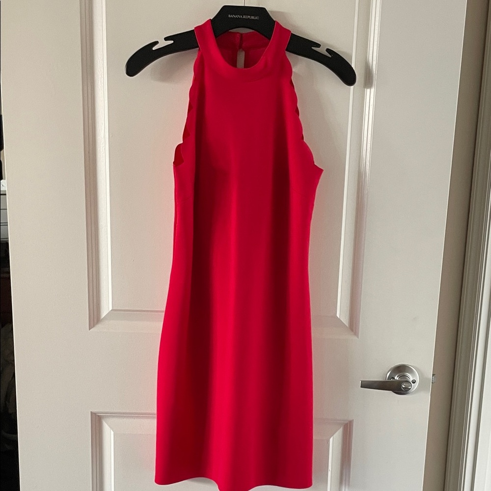 BCX Vibrant Red Halter Midi Dress